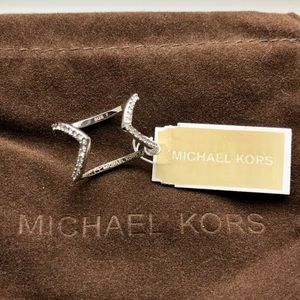NWT Michael Kors Silver Tone Pave Open Arrow Ring